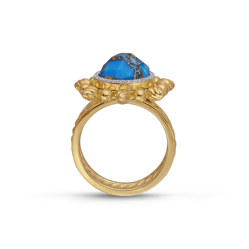 Rise & Shine Turquoise & Diamond Detachable Sun Ring in 14K Yellow Gold Plated Sterling Silver