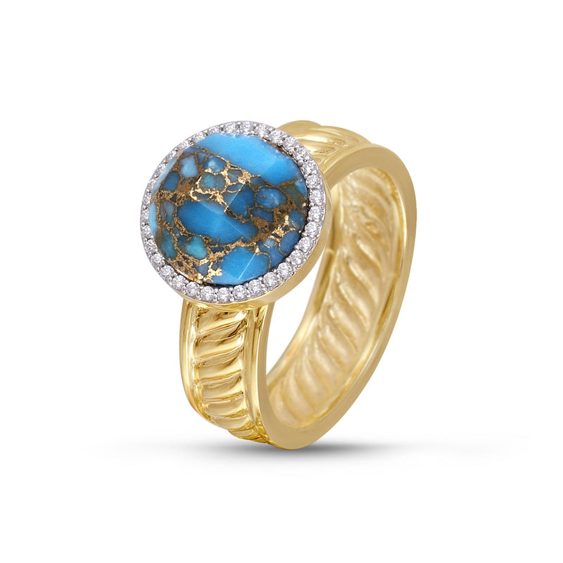 Rise & Shine Turquoise & Diamond Detachable Sun Ring in 14K Yellow Gold Plated Sterling Silver