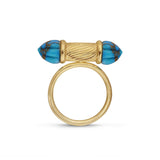 Twisted Rays Turquoise Ring in 14K Yellow Gold Plated Sterling Silver