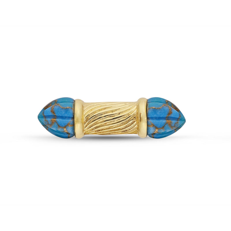 Twisted Rays Turquoise Ring in 14K Yellow Gold Plated Sterling Silver