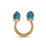 Sea Breeze Turquoise Open Ring in 14K Yellow Gold Plated Sterling Silver