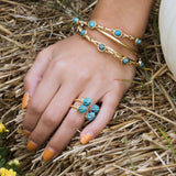 Sea Breeze Turquoise Open Ring in 14K Yellow Gold Plated Sterling Silver