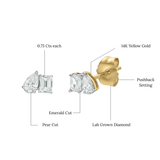 Valessa 14K Yellow Gold Lab Grown Diamond Toi Et Moi Earrings – 1.5 Ct