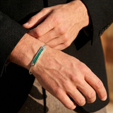 Malachite Big ID Cuff Bracelet in Sterling Silver
