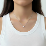 Glinda Lab Grown Diamond Emerald Bezel Necklace in 14K White Gold - 1.50 ct