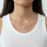 Glinda Lab Grown Diamond Emerald Bezel Necklace in 14K yellow Gold - 1.50 ct