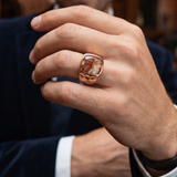 Red Lace Agate Stone Signet Ring in 14K Rose Gold Plated Sterling Silver