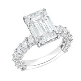 Vienna 14K White Gold Emerald Cut Lab Grown Diamond Hidden Halo Engagement Ring - 7.5 cts