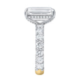 Vienna 14K Yellow Gold Emerald Cut Lab Grown Diamond Hidden Halo Engagement Ring - 7.5 cts