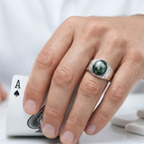 Seraphinite Iconic Stone Signet Ring in Sterling Silver