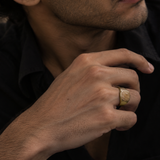 Wood Jasper Iconic Stone Signet Ring in 14K Yellow Gold Plated Sterling Silver