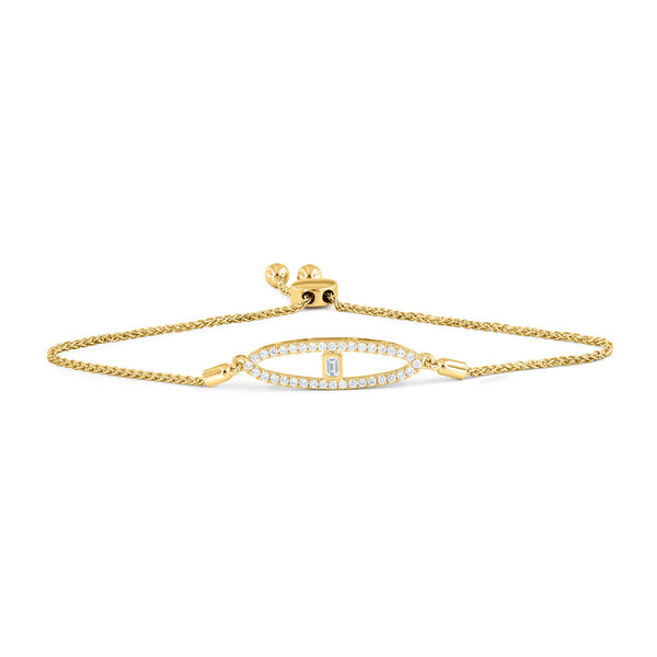 Marquise Bolo Adjustable Bracelet Natural Diamond 0.27 Cttw. in 14k Yellow Gold