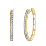 Maris Channel-Set Diamond Huggie Hoop Earrings in 14K Gold