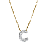 Big Bubble Initial Letter C 14K Yellow Gold Diamond Pendant