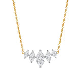 Maeva 1.5CT Marquise Cut Lab Diamond Bar Necklace 14K Yellow Gold