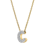 Big Bubble Initial Letter C 14K Yellow Gold Diamond Pendant