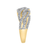 Amika 14K Gold Round Diamond Studded Woven Band Ring - 0.2cts