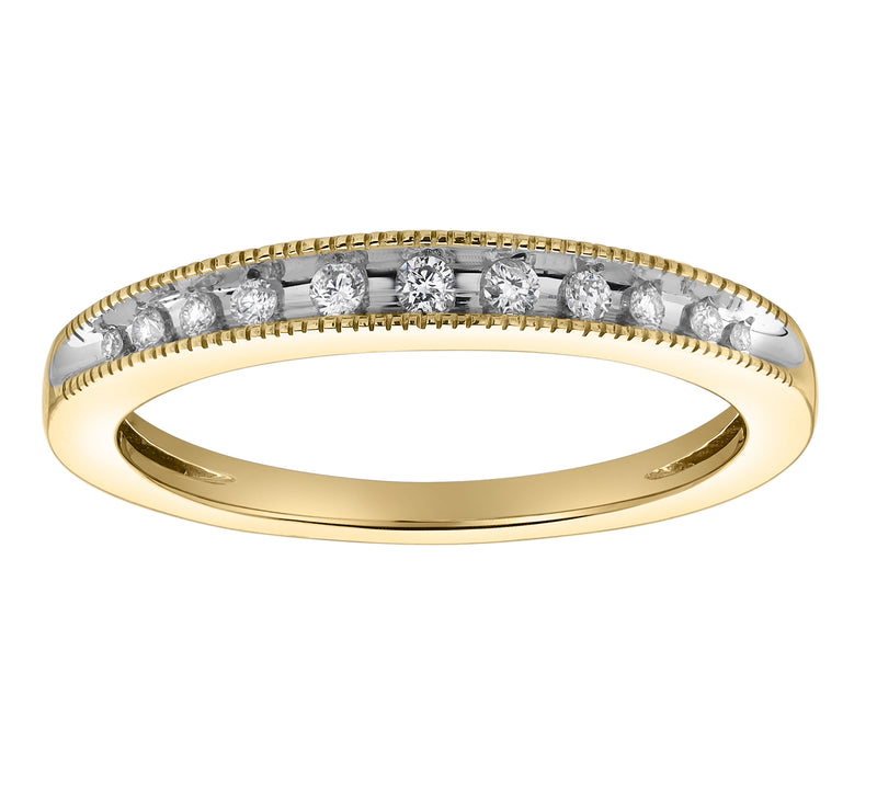 Eternity 14K Gold Round Diamond Studded Stackable Band Ring - 0.11cts