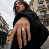 Radiant cut lab grown diamond engagement ring with hidden halo in 14K gold, showcasing elegance for special occasions with signature IGI certificate.