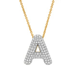 Big Bubble 0.4 ct Diamond Initial Necklace in 14K Yellow Gold, Letter A
