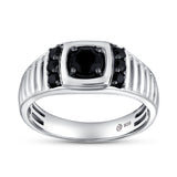 Shin 0.75CT Cushion Halo Black Spinel Ring 925 Silver