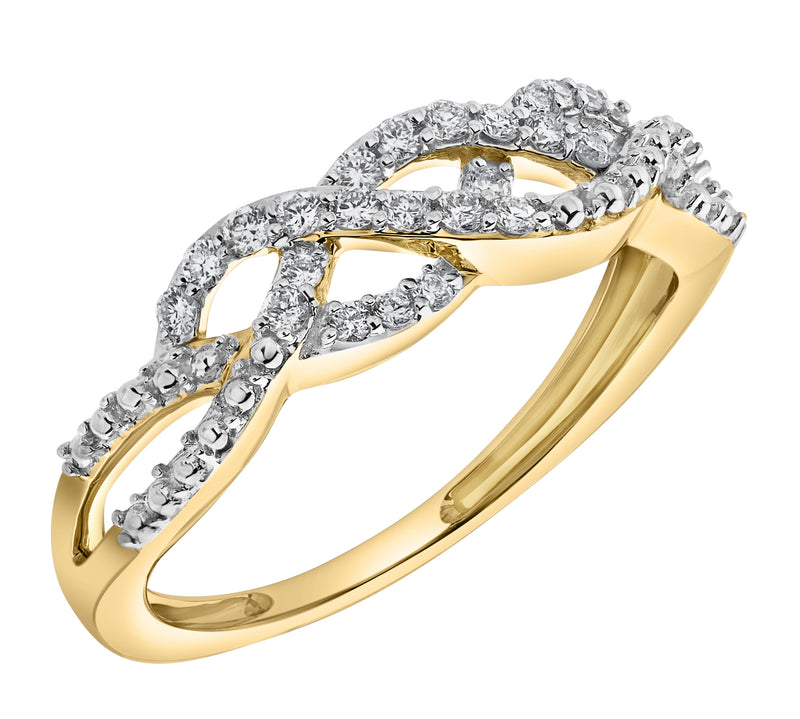 Solace 14K Gold Round Diamond Studded Infinity Ring - 0.21cts