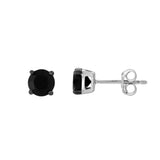 Seki 0.95CT Round Black Spinel Stud Earrings 925 Silver