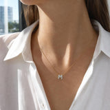 Bubble Initial Diamond Letter Pendant in 14K Yellow Gold Big - M