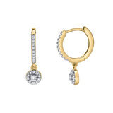 Nerida Pave Round Diamond Drop Huggie Hoop Earrings in 14K Gold