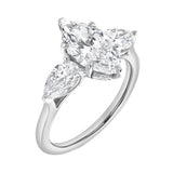 Fallon 3CT Marquise & Pear Three Stone Lab Diamond Ring 14K White Gold