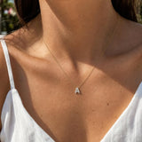 Bubble Initial Diamond Letter Pendant in 14K Yellow Gold - A
