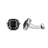 Daimyo 2.98CT Round Black Spinel Cufflinks 925 Silver