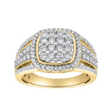 Amelia 14K Gold Round Diamond Studded Signet Ring - 1.02
