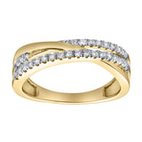 Nexus 14K Gold Round Diamond Studded Crossover Band Ring - 0.24cts