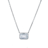 Glinda 14K White Gold 3 Ct Lab Grown Diamond Emerald Bezel Necklace