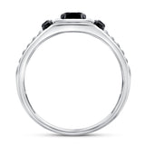 Shin 0.75CT Cushion Halo Black Spinel Ring 925 Silver