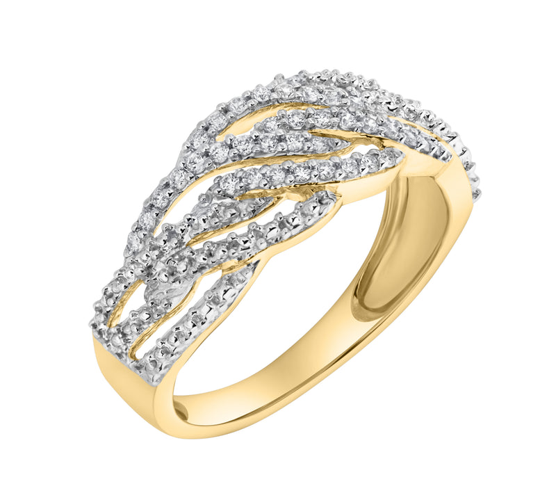 Amika 14K Gold Round Diamond Studded Woven Band Ring - 0.2cts