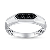Tora 0.3CT Hexagon Black Spinel Ring 925 Silver