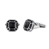 Daimyo 2.98CT Round Black Spinel Cufflinks 925 Silver