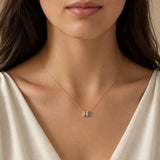 Bubble Initial Diamond Letter Pendant in 14K Yellow Gold - H