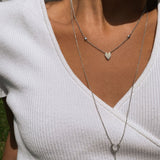 Drizzle Drip Teardrop Bolo Adjustable Diamond Lariat Necklace in Sterling Silver