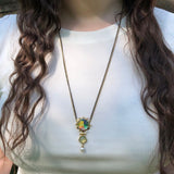 Gypsy Soul Prehnite & Pearl Diamond Necklace in 14K Yellow Gold Plated Sterling Silver