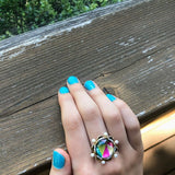 Unicorn Popcorn Pearl & Diamond Mosaic Ring in 14K Yellow Gold Plated Sterling Silver