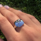 Cancer Crab Ruby & Diamond Constellation Signet Ring in 14K White Gold