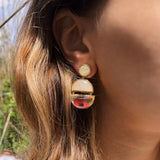 Envy Me Dangle Prehnite & Moonstone Diamond Earrings in 14K Yellow Gold Plated Sterling Silver