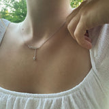 Wrecking Ball Double Bar Bolo Adjustable Diamond Lariat Necklace in Sterling Silver