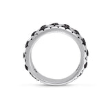 Kick & Goal Soccer Black Rhodium Plated Sterling Silver Black Diamond Band Ring