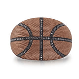 Slam Dunk Basketball Brown Rhodium Plated Sterling Silver Black Diamond Ring