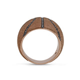 Slam Dunk Basketball Brown Rhodium Plated Sterling Silver Black Diamond Ring