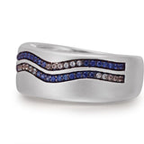 Life's a Beach Sterling Silver Blue Sapphire & Topaz Stone Band Ring